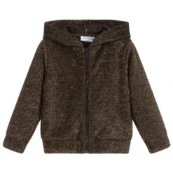 Sonia Rykiel Paris Black & Gold Hooded Zip-Up Top