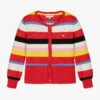 Sonia Rykiel Paris Girls Red Striped Cotton Cardigan