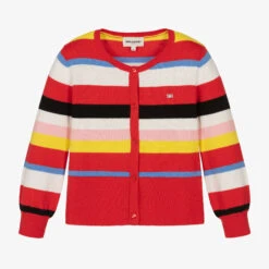 Sonia Rykiel Paris Girls Red Striped Cotton Cardigan