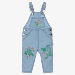 Stella McCartney Kids Girls Blue Chambray Dungarees