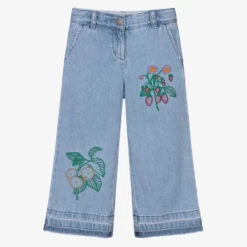Stella McCartney Kids Girls Blue Floral Denim Jeans