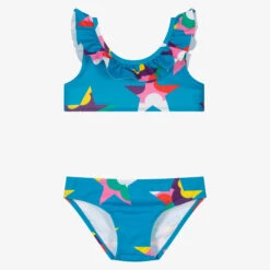 Stella McCartney Kids Girls Blue Star Print Bikini (UPF50+)