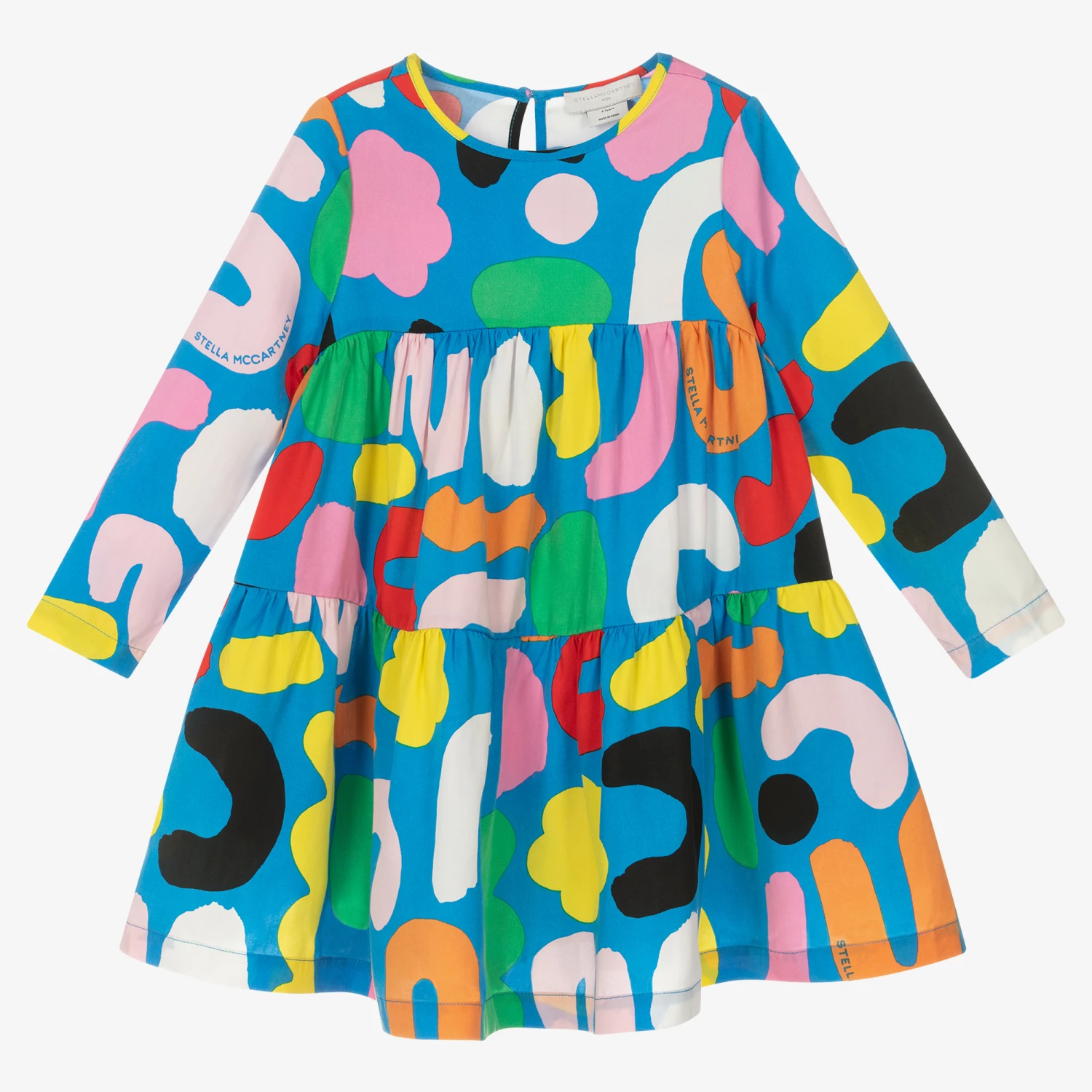 Stella McCartney Kids Girls Blue Tiered Tencel™ Dress 1 Stella McCartney Kids Girls Blue Tiered Tencel™ Dress