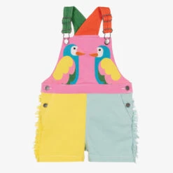 Stella McCartney Kids Girls Colour Block Parrot Dungarees