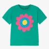 Stella McCartney Kids Girls Green Cotton Flower Logo T-Shirt