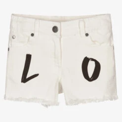 Stella McCartney Kids Girls Ivory Denim Love Shorts
