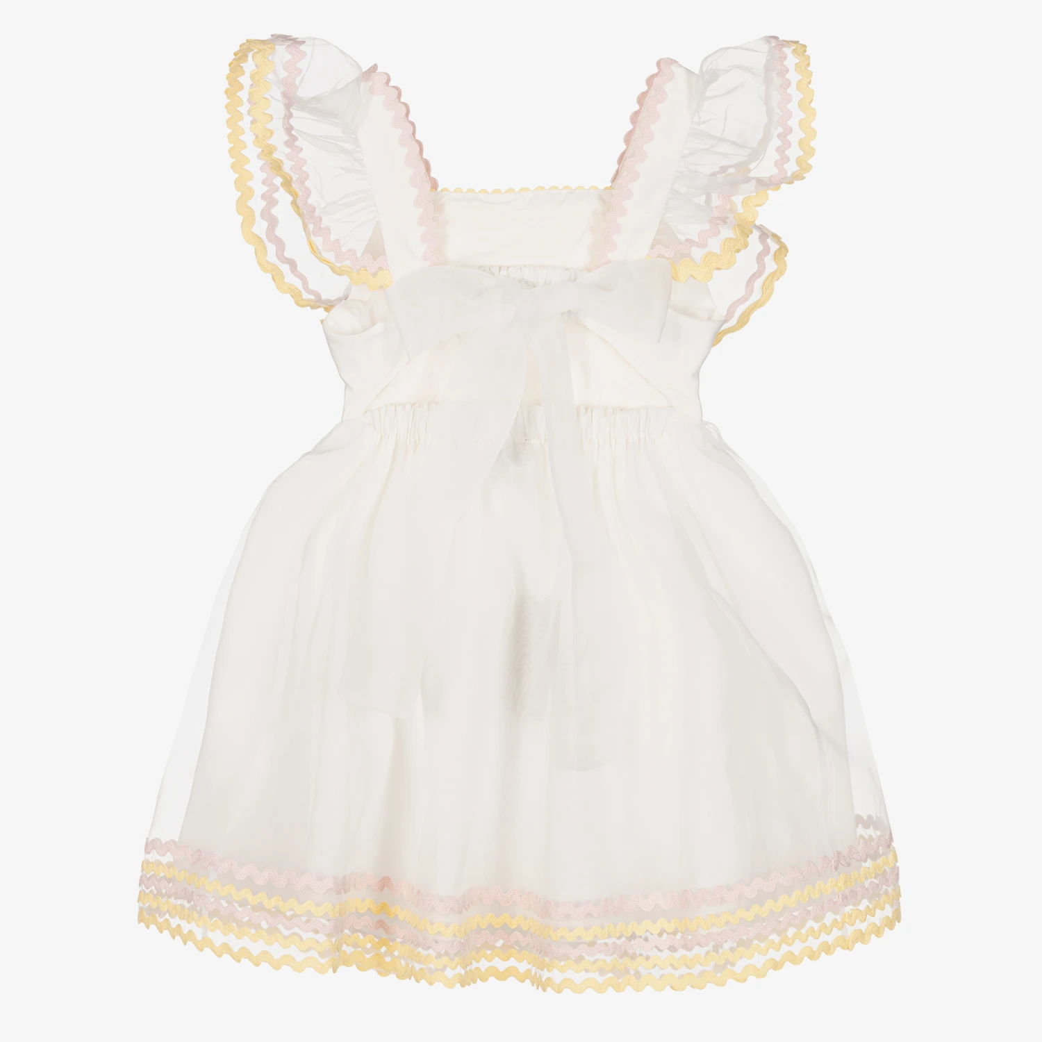 Stella McCartney Kids Girls Ivory & Yellow Organza Dress 3 Stella McCartney Kids Girls Ivory & Yellow Organza Dress - Image 3