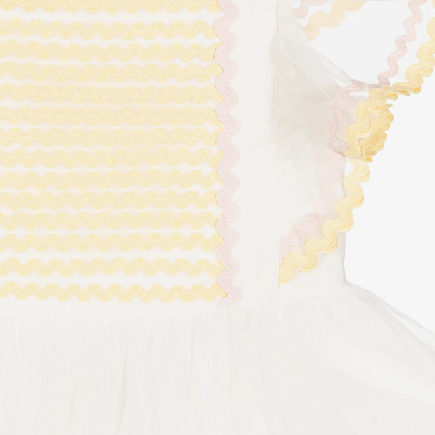 Stella McCartney Kids Girls Ivory & Yellow Organza Dress 4 Stella McCartney Kids Girls Ivory & Yellow Organza Dress - Image 4