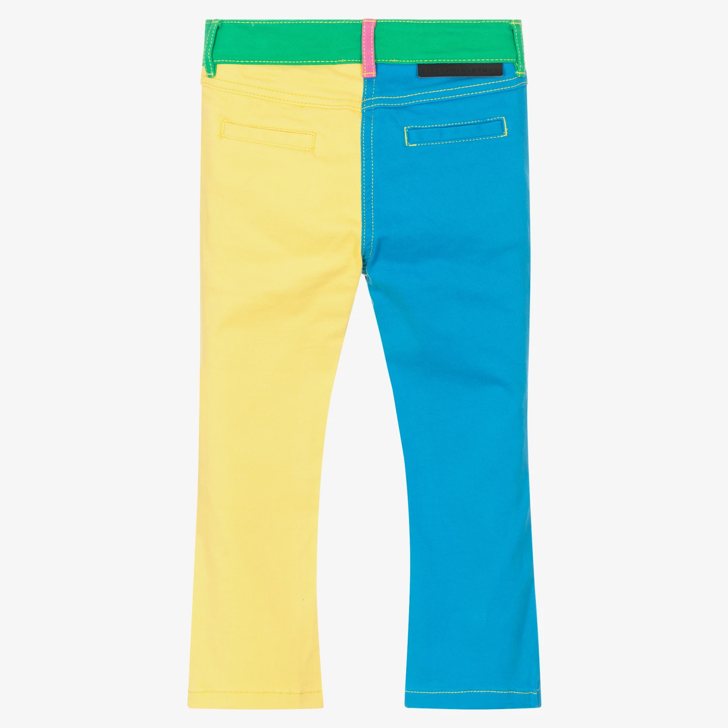 Stella McCartney Kids Girls Pink Colorblock Denim Jeans 2 Stella McCartney Kids Girls Pink Colorblock Denim Jeans - Image 2