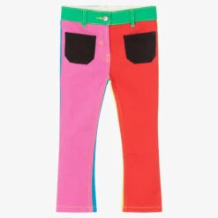 Stella McCartney Kids Girls Pink Colorblock Denim Jeans