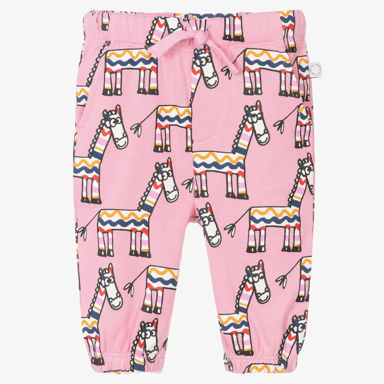 Stella McCartney Kids Girls Pink Cotton Joggers 1 Stella McCartney Kids Girls Pink Cotton Joggers