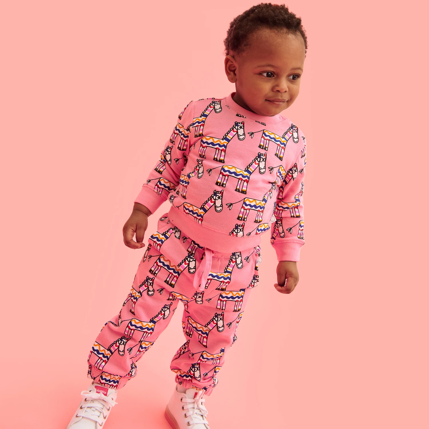 Stella McCartney Kids Girls Pink Cotton Joggers 2 Stella McCartney Kids Girls Pink Cotton Joggers - Image 2
