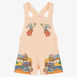 Stella McCartney Kids Girls Pink Dream Embroidered Dungarees