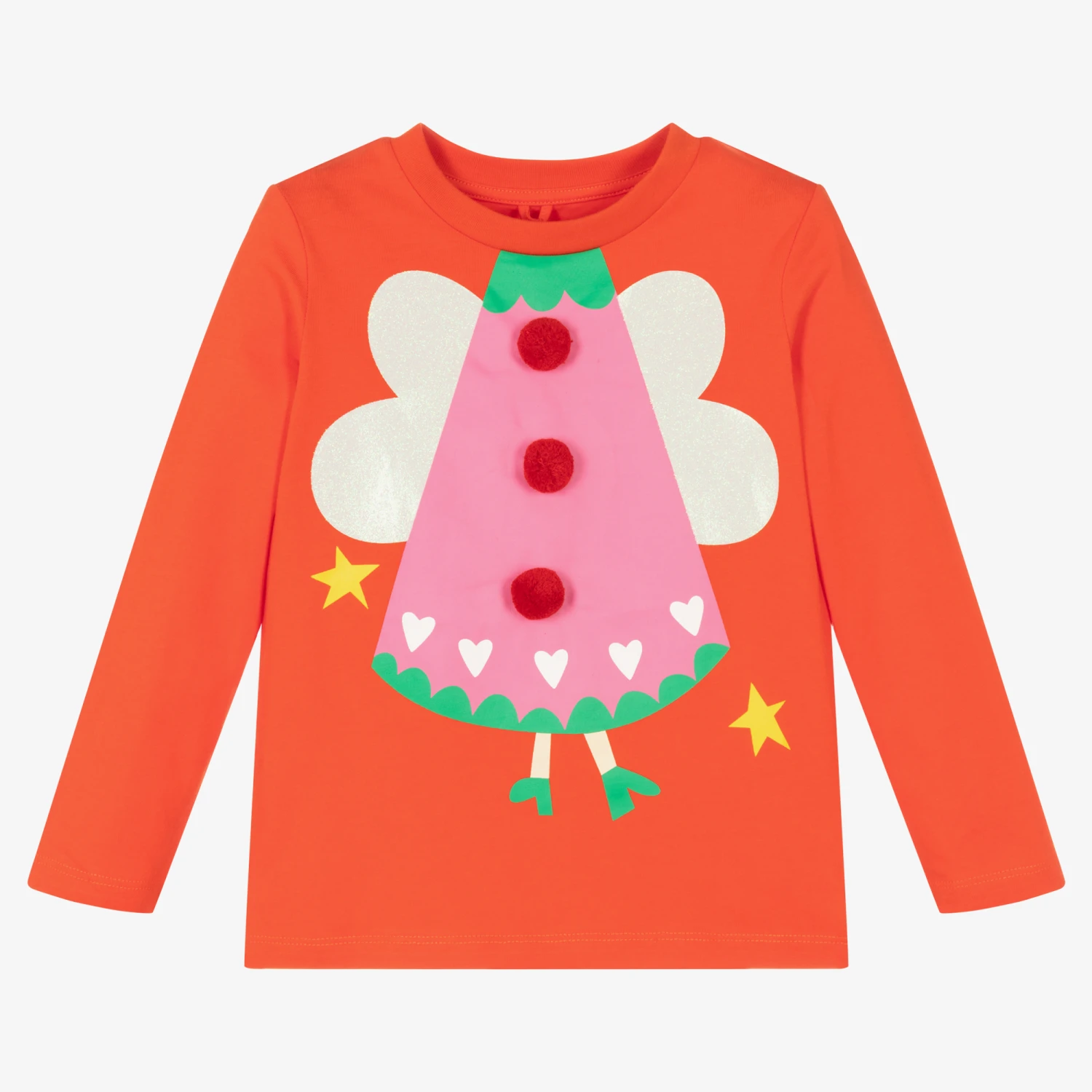 Stella McCartney Kids Girls Red Cotton Angel Top 1 Stella McCartney Kids Girls Red Cotton Angel Top