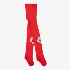 Stella McCartney Kids Girls Red Cotton Flower Tights