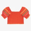 Stella McCartney Kids Girls Red Cotton Shirred Blouse