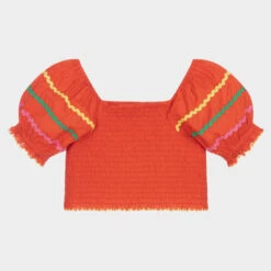 Stella McCartney Kids Girls Red Cotton Shirred Blouse -Deals Whimsy Collection Store stella mccartney kids girls red cotton shirred blouse 488425 5656a58a830675442fb34a8098b79ed20631d8ef