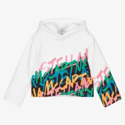 Stella McCartney Kids Girls White Cotton Hoodie
