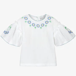 Stella McCartney Kids Girls White Embroidered Blouse