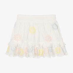 Stella McCartney Kids Girls White Floral Embroidered Skirt