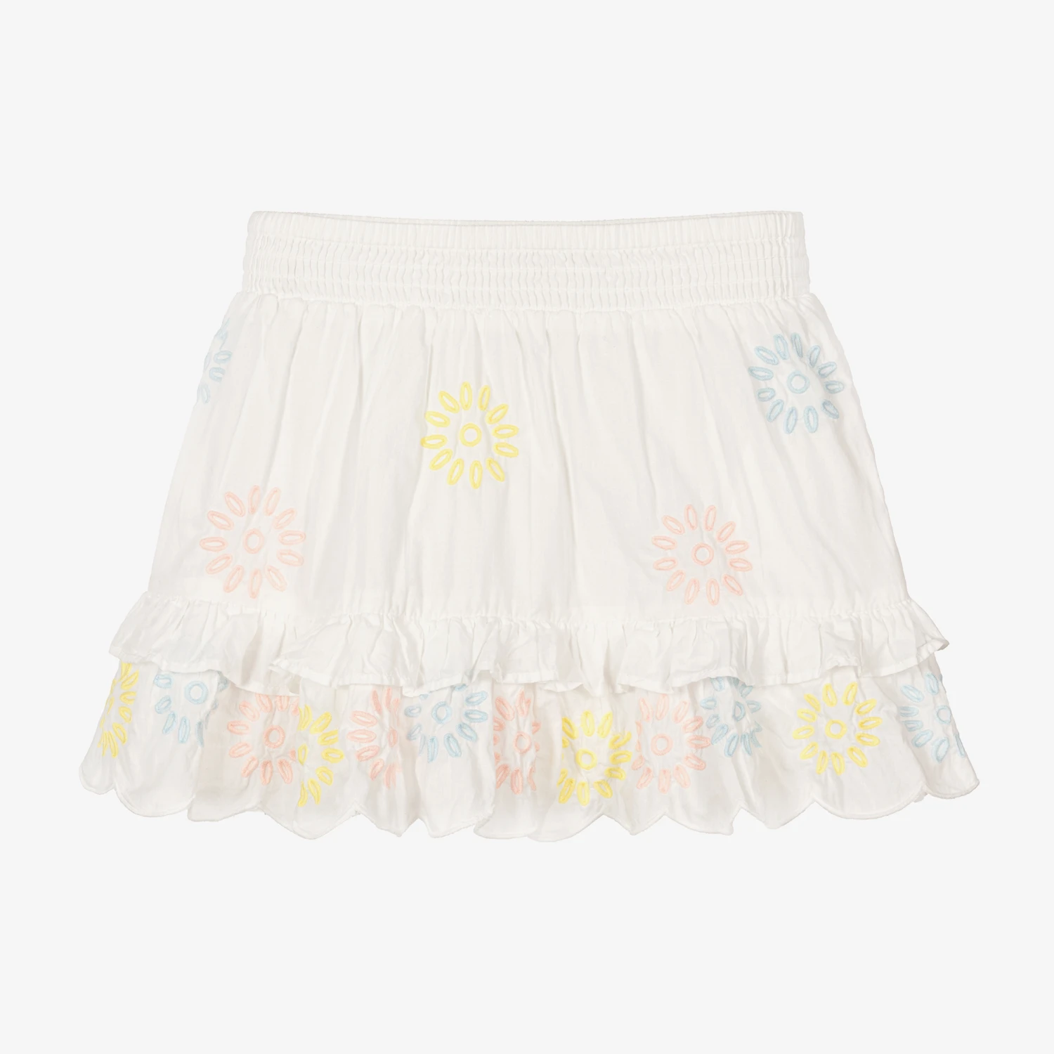 Stella McCartney Kids Girls White Floral Embroidered Skirt 1 Stella McCartney Kids Girls White Floral Embroidered Skirt
