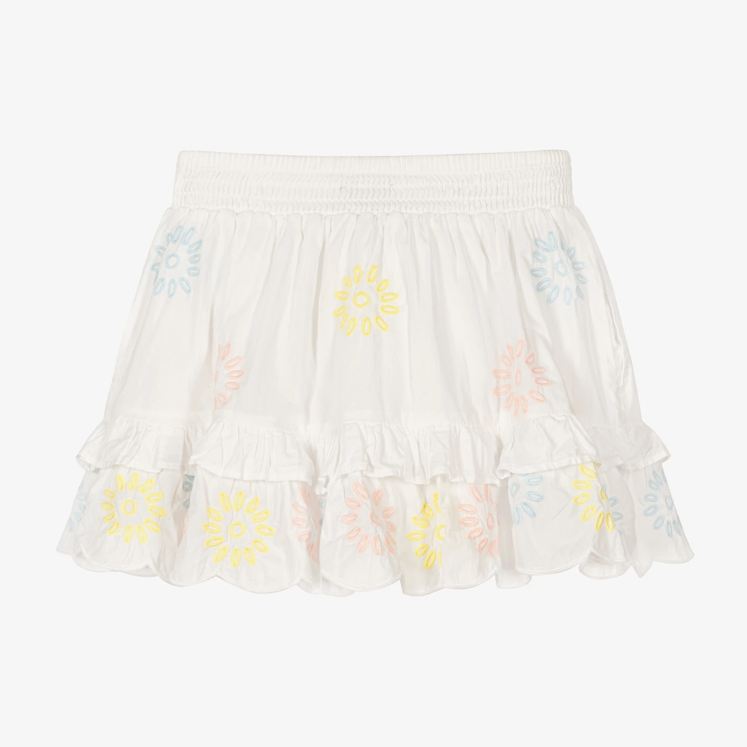 Stella McCartney Kids Girls White Floral Embroidered Skirt 2 Stella McCartney Kids Girls White Floral Embroidered Skirt - Image 2