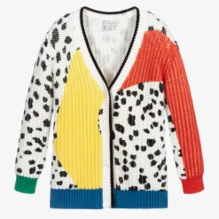 Stella McCartney Kids White Cotton & Wool Cardigan