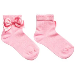 Story Loris Girls Pink Socks With Diamanté Bow