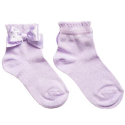 Story Loris Girls Purple Socks With Diamanté Bow