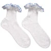 Story Loris Girls White Cotton Socks With Blue Ribbon