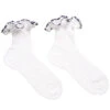 Story Loris Girls White Cotton Socks With Blue Ribbon Ruffles