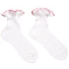 Story Loris Girls White Cotton Socks With Pink Ribbon Ruffles