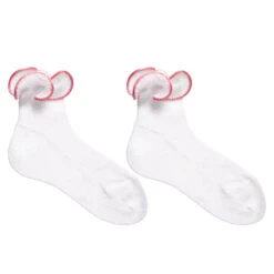 Story Loris Girls White & Pink Ruffle Socks