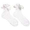 Story Loris Girls White Socks With Ivory Ribbon Ruffles
