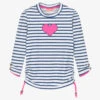 Sunuva Girls Blue Stripe Heart Swim Top
