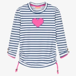 Sunuva Girls Blue Stripe Heart Swim Top