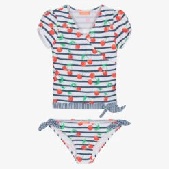 Sunuva Girls Blue Striped Cherry Tankini (UPF 50+)