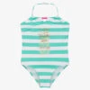 Sunuva Girls Green Striped Swimsuit (UPF 50+)