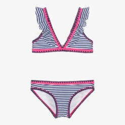 Sunuva Girls Pink & Blue Striped Bikini