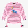 Sunuva Girls Pink Stripe Flamingo Swim Top