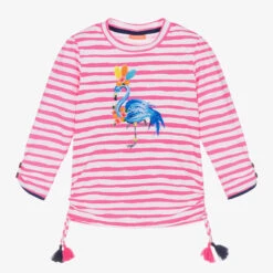 Sunuva Girls Pink Stripe Flamingo Swim Top