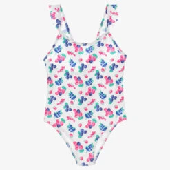 Sunuva Girls White & Pink Berries Swimsuit
