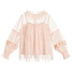Tamarine Girls Pink Tulle Blouse