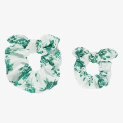 Tartine Et Chocolat Girls Green Liberty Print Scrunchies (2 Pack)