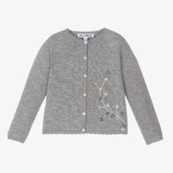 Tartine Et Chocolat Girls Grey Wool Cardigan