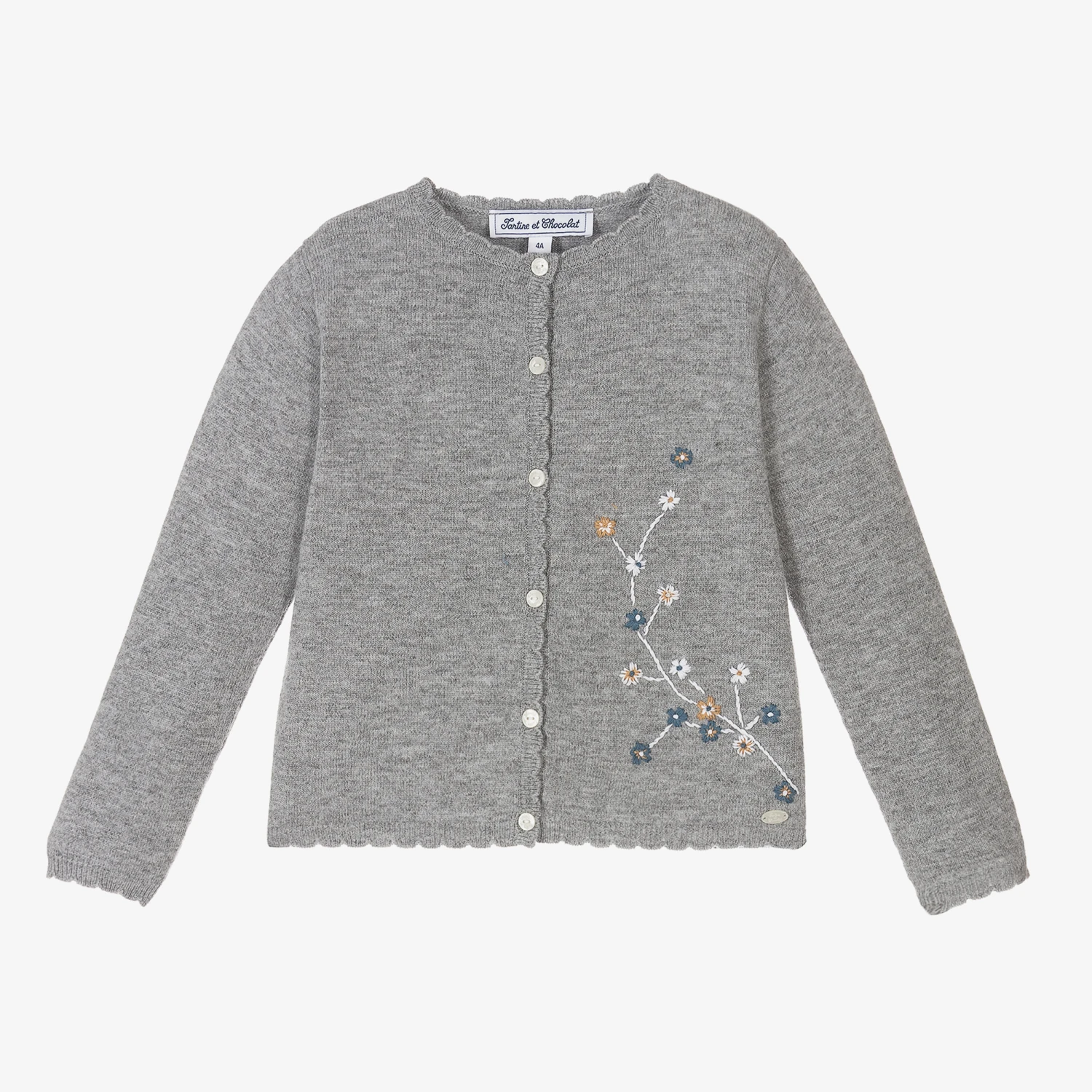 Tartine Et Chocolat Girls Grey Wool Cardigan 1 Tartine Et Chocolat Girls Grey Wool Cardigan