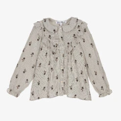 Tartine Et Chocolat Girls Ivory Check Blouse