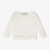 Tartine Et Chocolat Girls Ivory Cotton Rose Bud Cardigan
