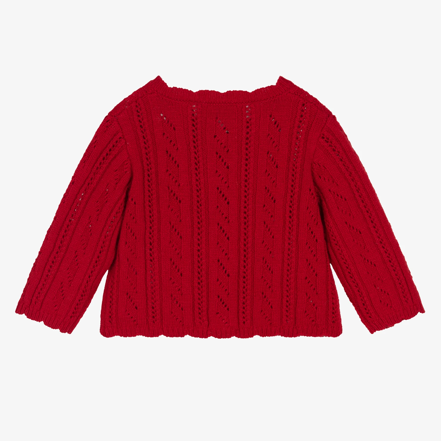 Tartine Et Chocolat Girls Red Wool Knit Cardigan 2 Tartine Et Chocolat Girls Red Wool Knit Cardigan - Image 2