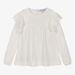 Tartine Et Chocolat Ivory Ruffle Cotton Blouse